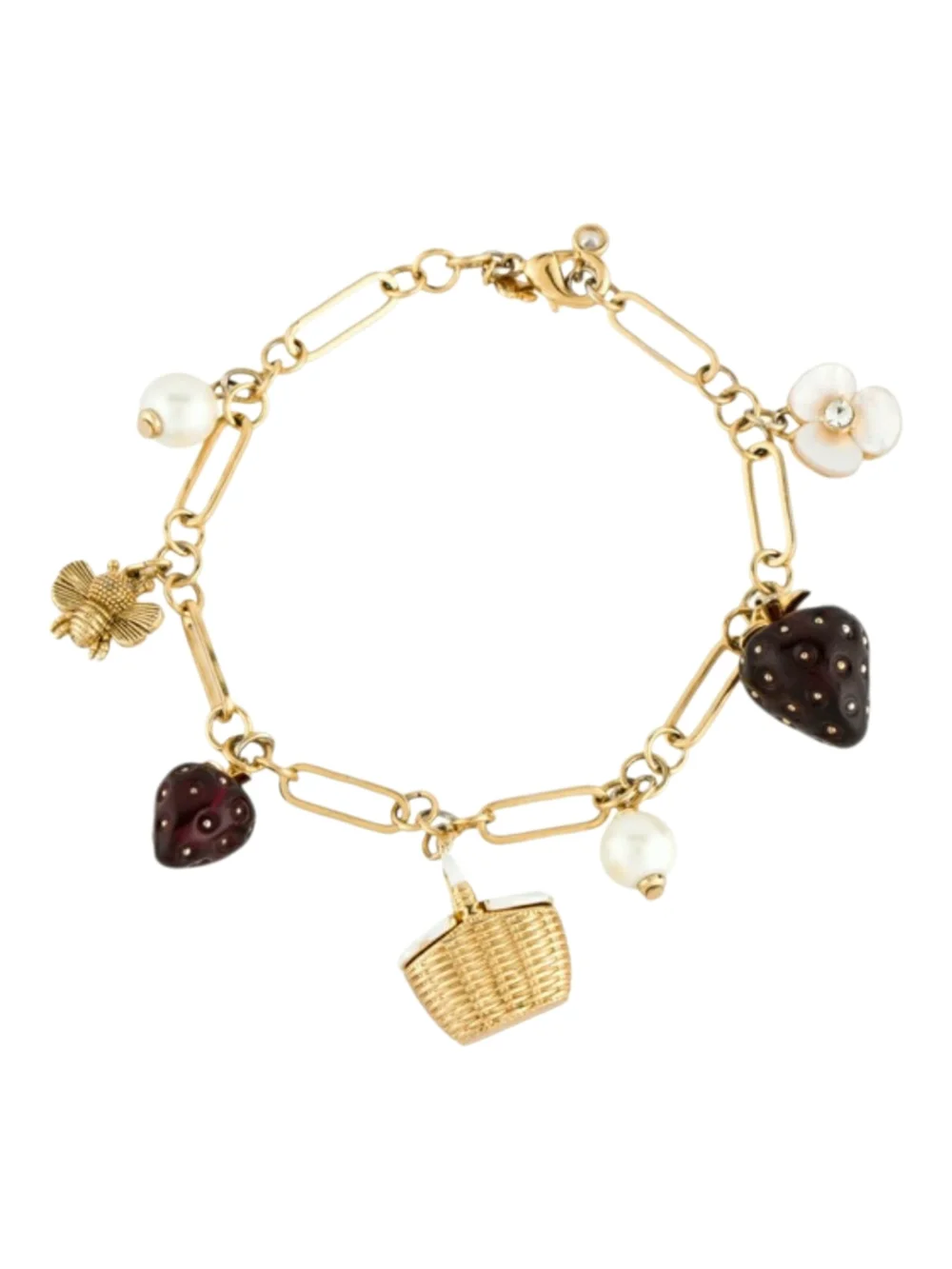 Kate Spade Picnic Gold-Tone Strawberry, Pearl & Flower Charm Bracelet ($148!) - Picture 4 of 4